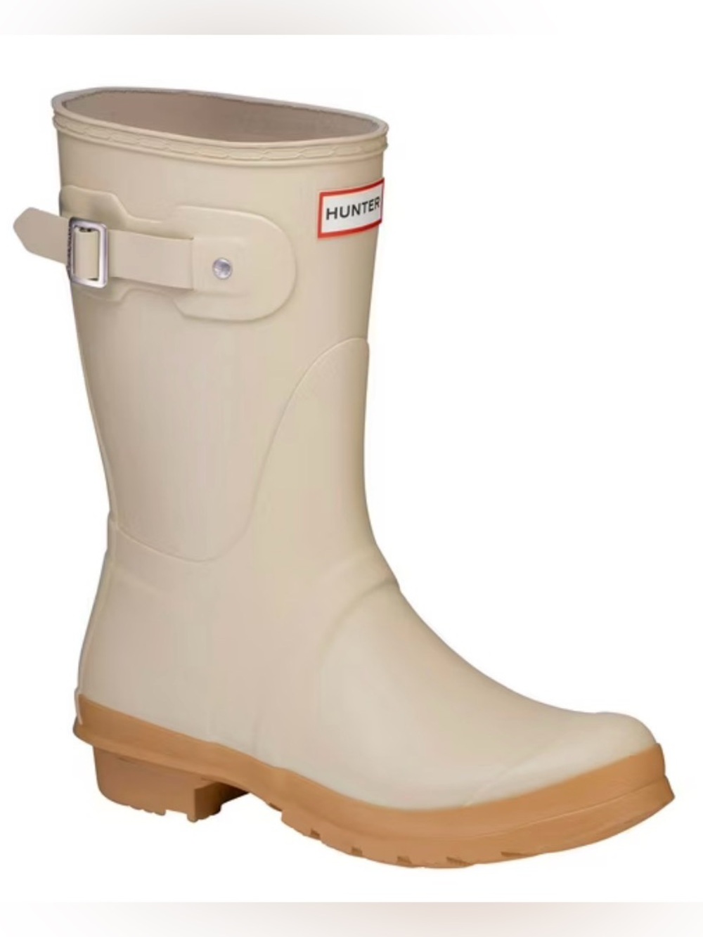 Hunter Women's Original Short Boots in the gravel/biscuit color